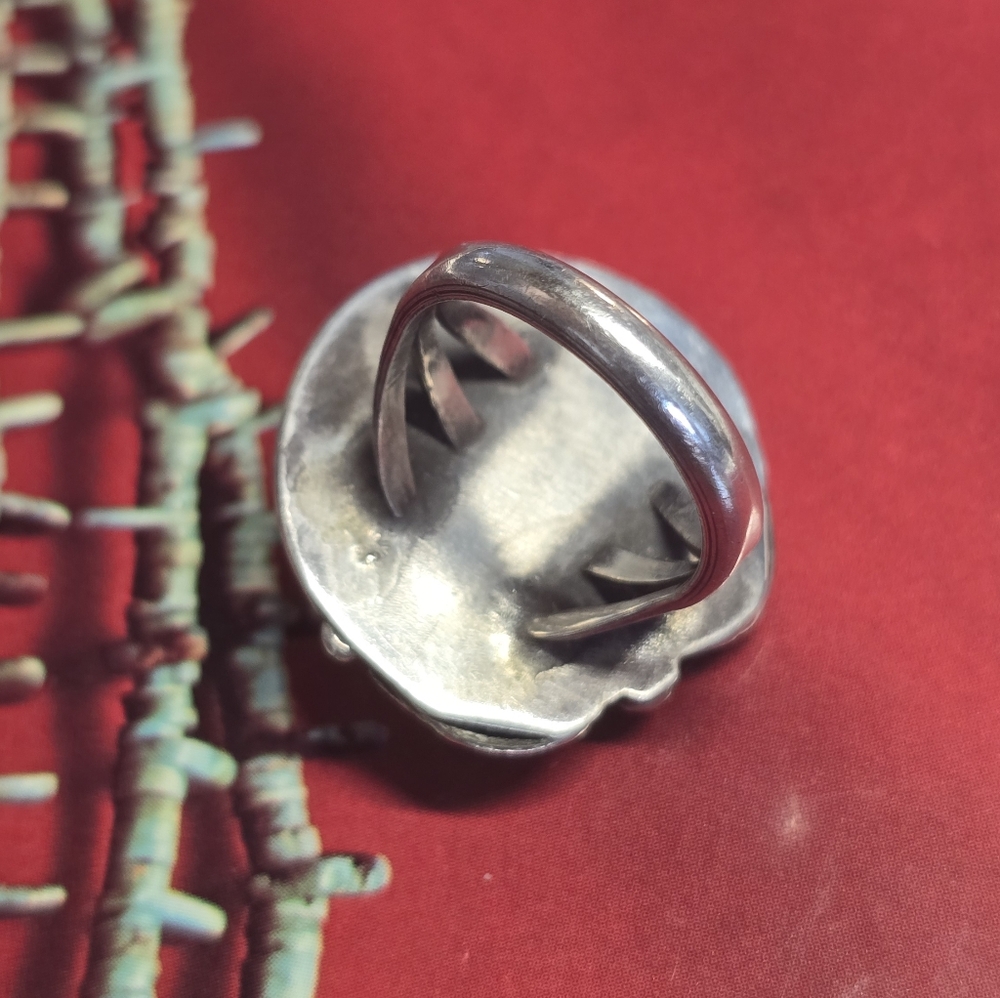 Vintage Navajo Sterling Silver And Raw Nugget Turquoise Ring Size 6 - Picture 3 of 5